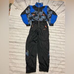 Vintage Rucanor Stylish Black and Blue Women's Ski suit XL